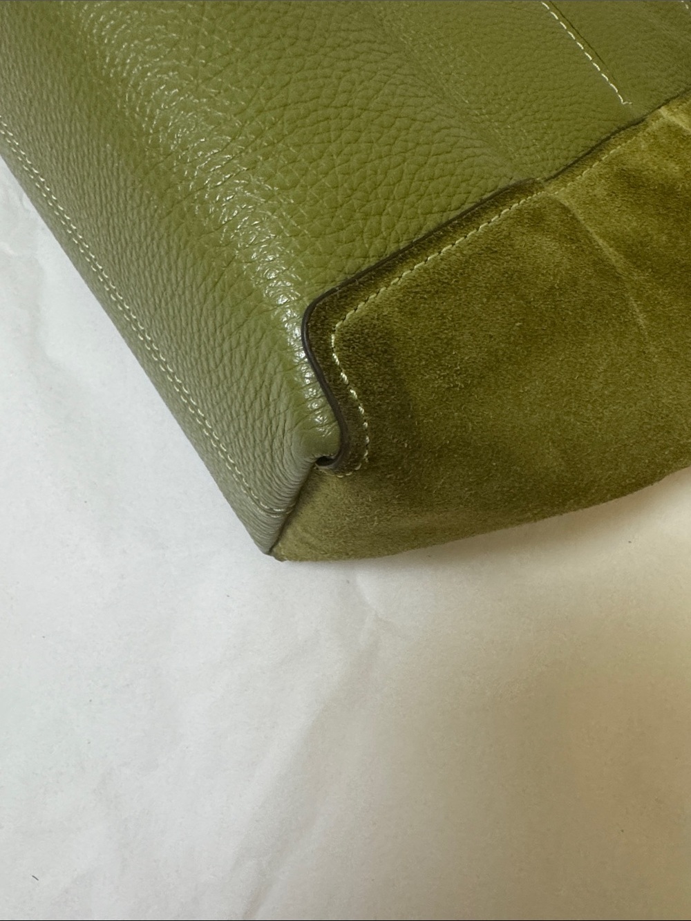 Coach Kasey Olive Green Leather & Suede Two-way Crossbody with gunmetal hardware - Picture 6 of 17